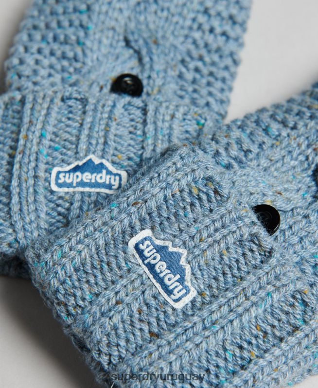 uy Superdry mujer guantes tejidos de ochos azul claro DT2N8Z4265 accesorios