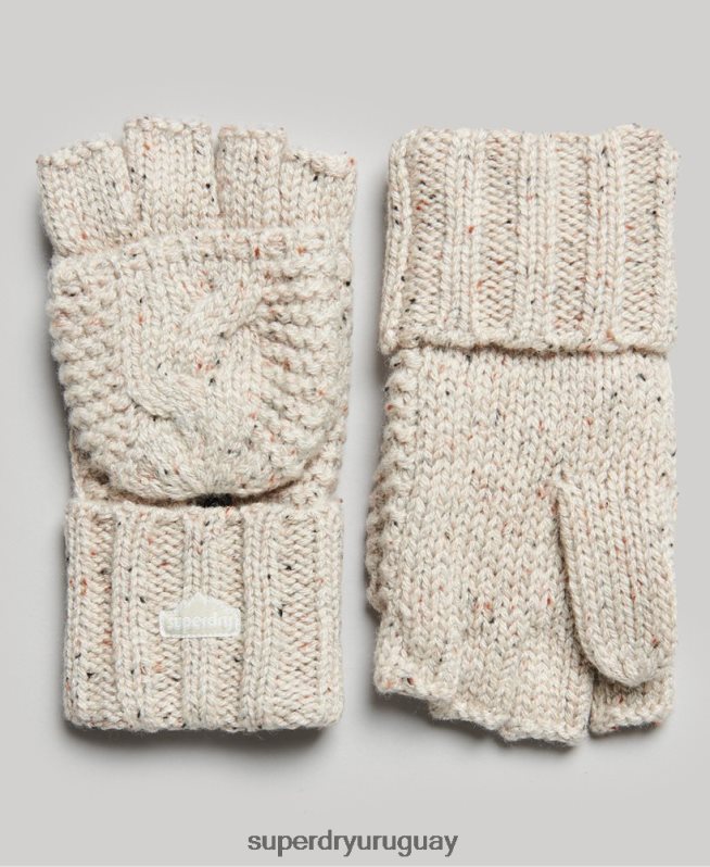 uy Superdry mujer guantes tejidos de ochos beige DT2N8Z4267 accesorios