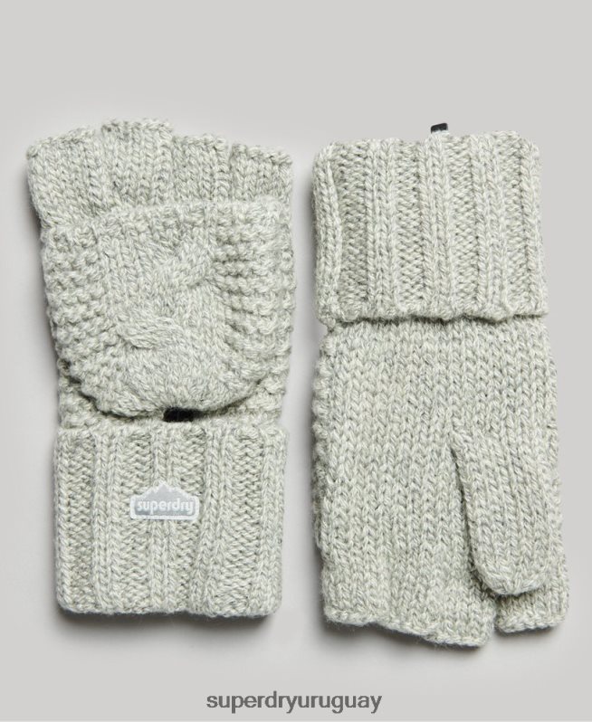 uy Superdry mujer guantes tejidos de ochos gris claro DT2N8Z4262 accesorios