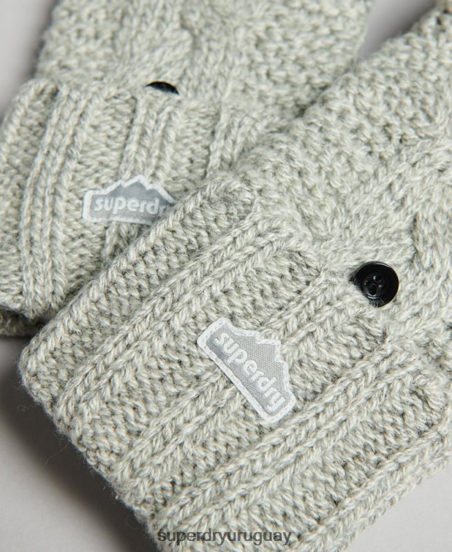 uy Superdry mujer guantes tejidos de ochos gris claro DT2N8Z4262 accesorios