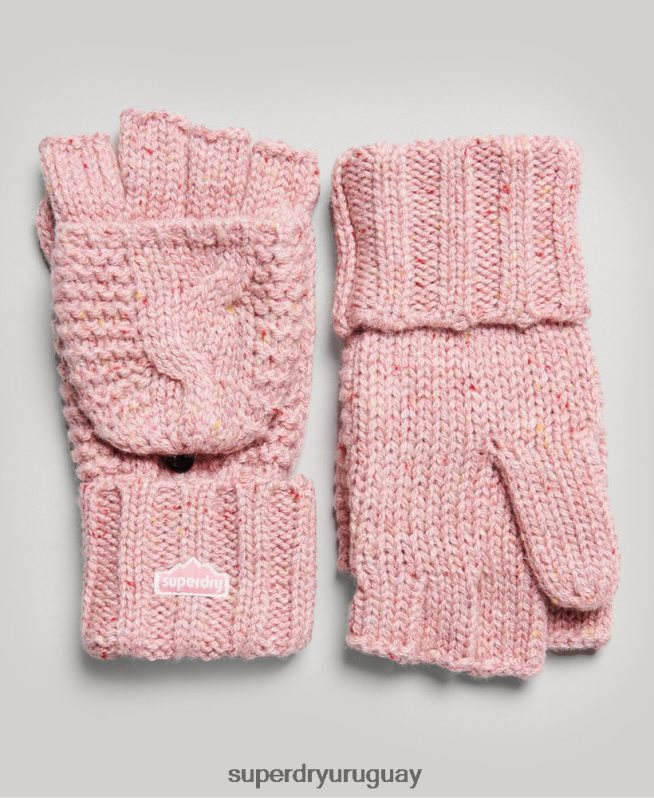 uy Superdry mujer guantes tejidos de ochos rosa DT2N8Z4264 accesorios