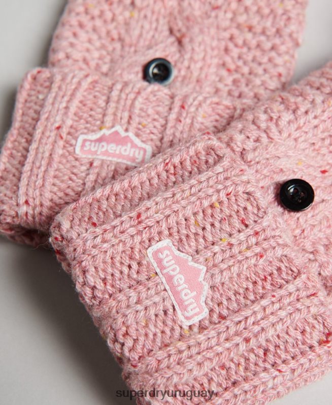 uy Superdry mujer guantes tejidos de ochos rosa DT2N8Z4264 accesorios