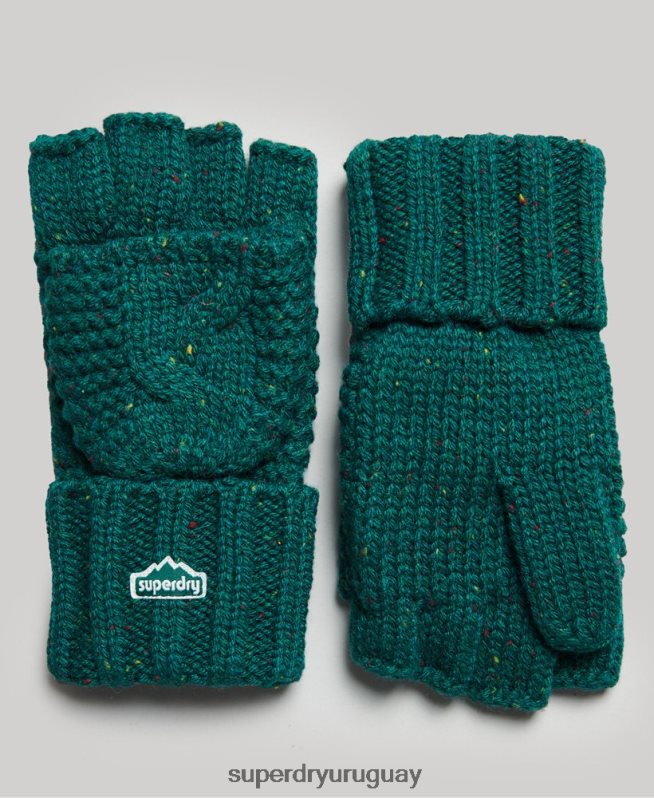 uy Superdry mujer guantes tejidos de ochos verde DT2N8Z4266 accesorios