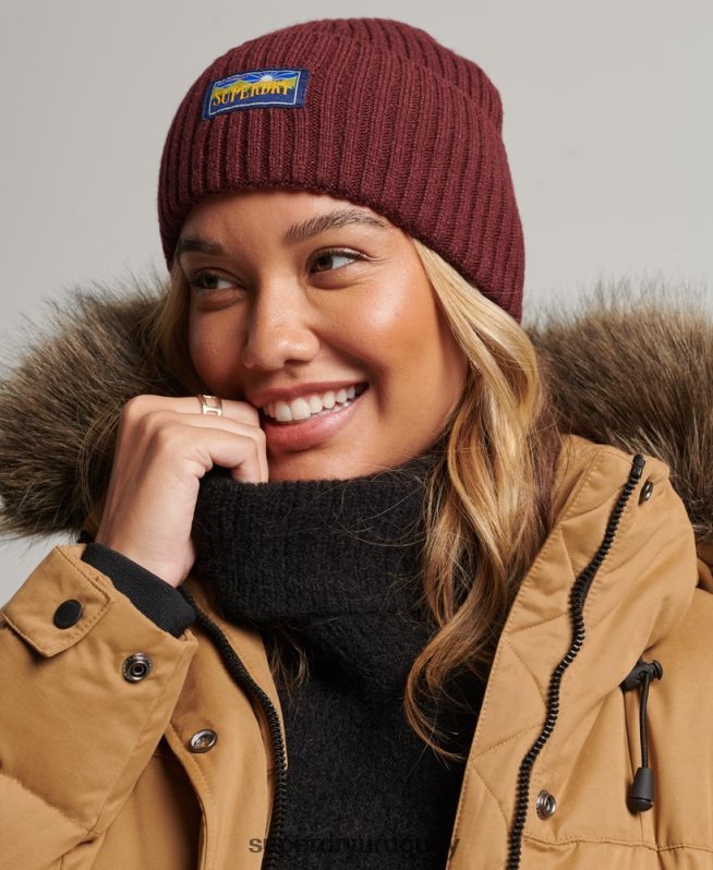 uy Superdry mujer gorro Radar en mezcla de lana rojo DT2N8Z4244 accesorios