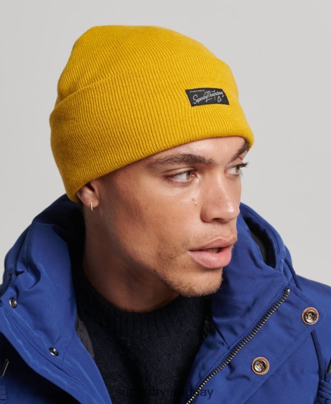 uy Superdry mujer gorro con logo esencial amarillo DT2N8Z1682 accesorios