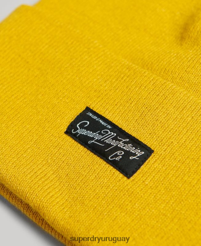 uy Superdry mujer gorro con logo esencial amarillo DT2N8Z1682 accesorios
