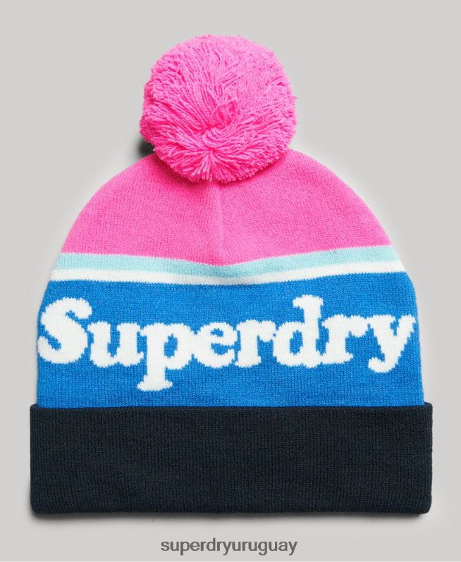 uy Superdry mujer gorro con logo esencial rosa DT2N8Z4223 accesorios
