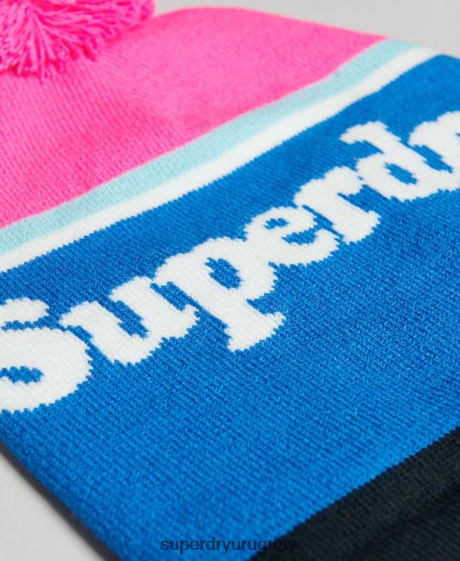 uy Superdry mujer gorro con logo esencial rosa DT2N8Z4223 accesorios