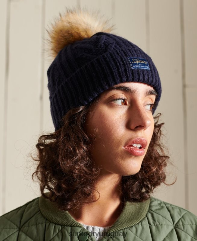 uy Superdry mujer gorro de cable lux Armada DT2N8Z4284 accesorios