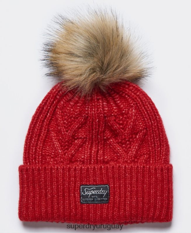 uy Superdry mujer gorro de cable lux rojo DT2N8Z4294 accesorios