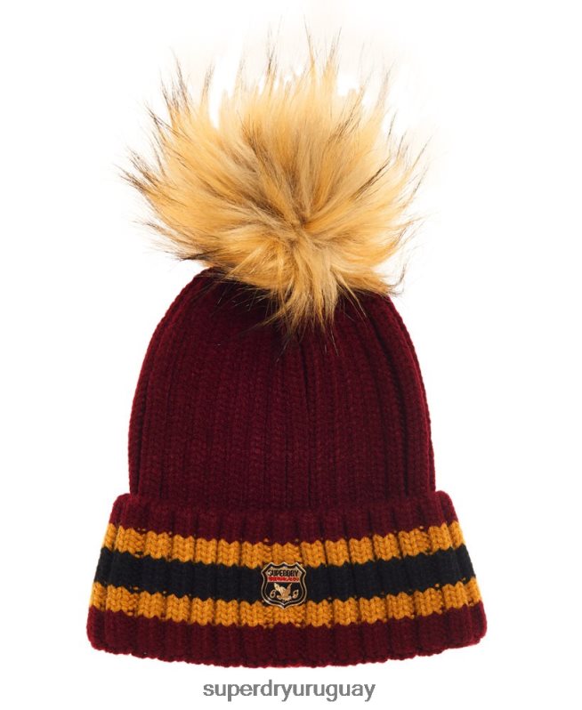 uy Superdry mujer gorro de canalé con rayas aimee rojo DT2N8Z4339 accesorios
