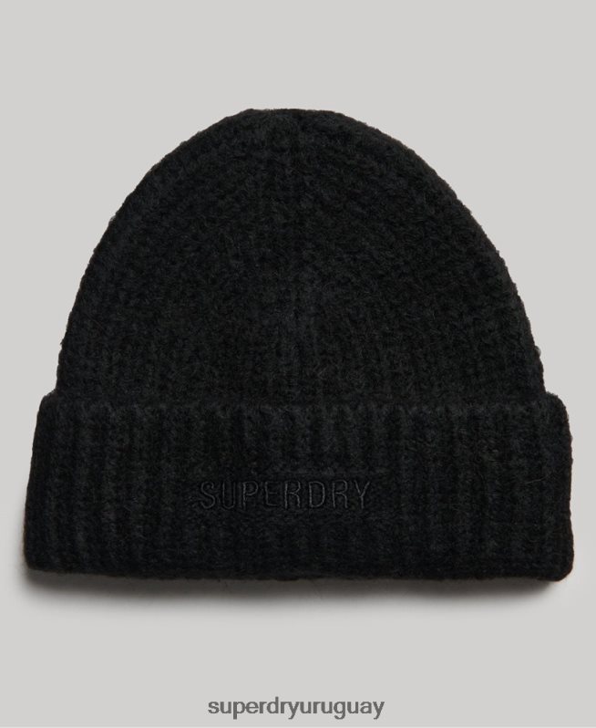 uy Superdry mujer gorro de canalé esencial negro DT2N8Z4235 accesorios