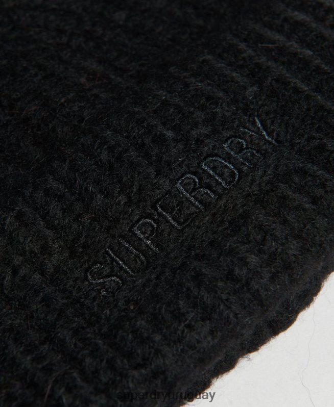 uy Superdry mujer gorro de canalé esencial negro DT2N8Z4235 accesorios