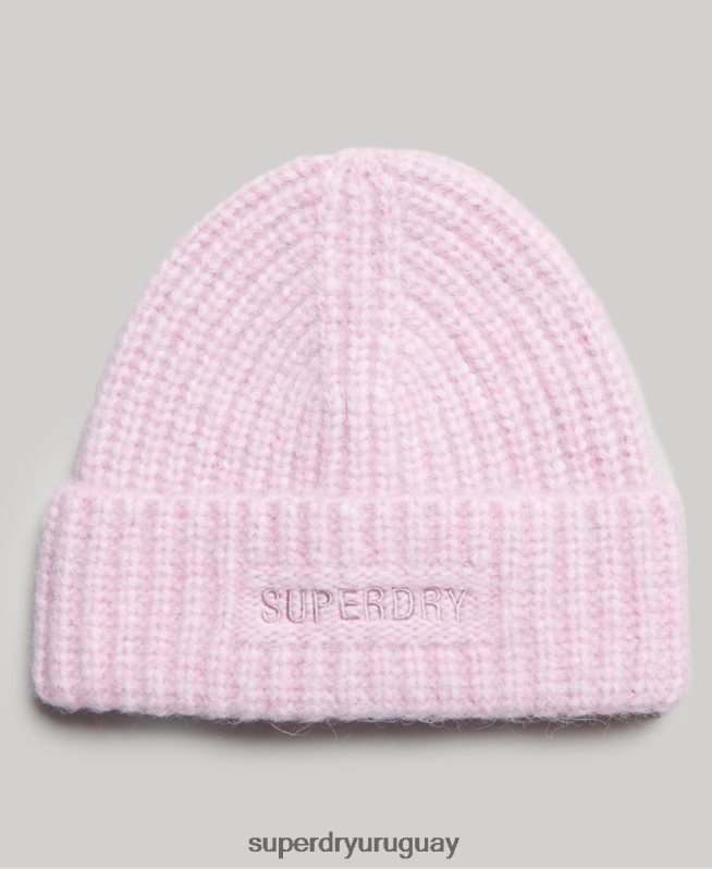 uy Superdry mujer gorro de canalé esencial rosa DT2N8Z4224 accesorios