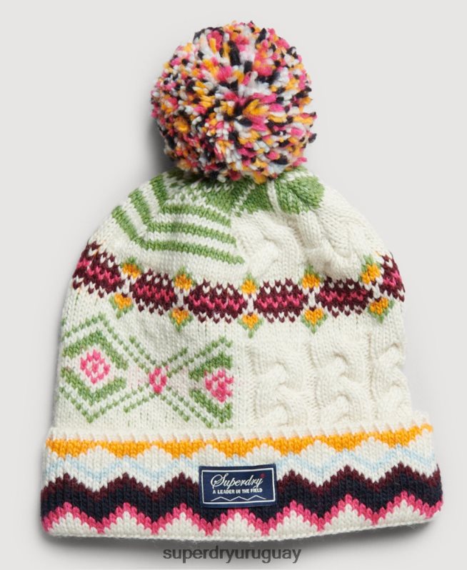 uy Superdry mujer gorro de lana crema DT2N8Z4226 accesorios