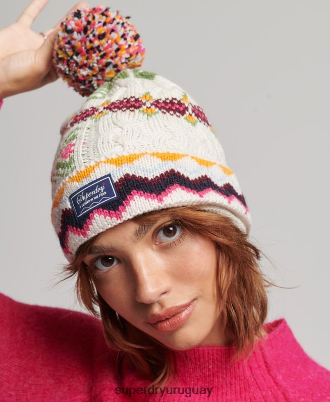 uy Superdry mujer gorro de lana crema DT2N8Z4226 accesorios