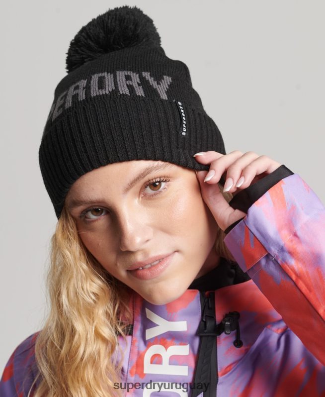 uy Superdry mujer gorro de nieve negro DT2N8Z4108 accesorios