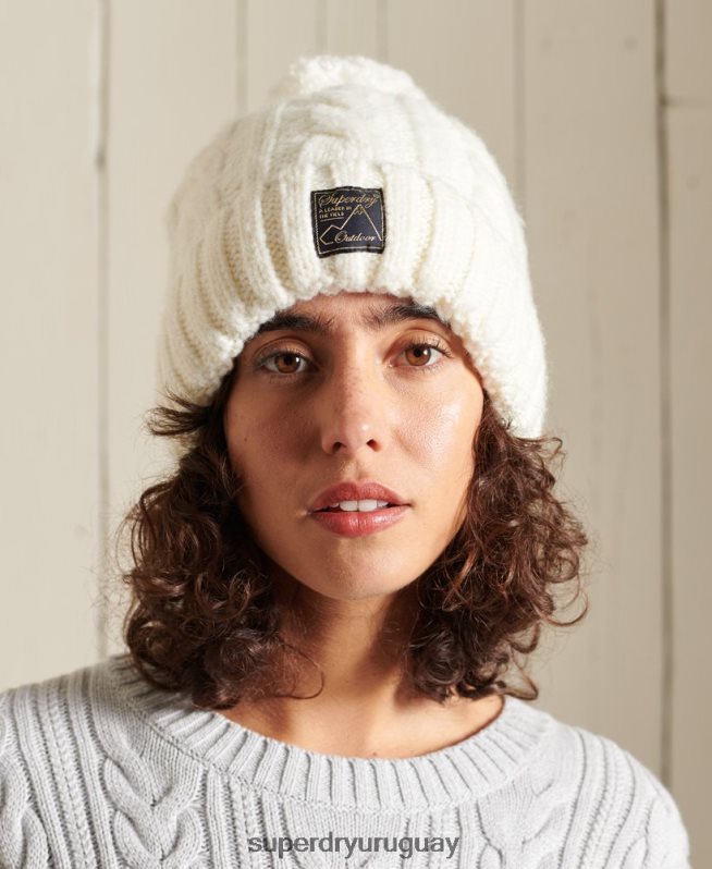 uy Superdry mujer gorro de ochos de tweed blanco DT2N8Z4295 accesorios
