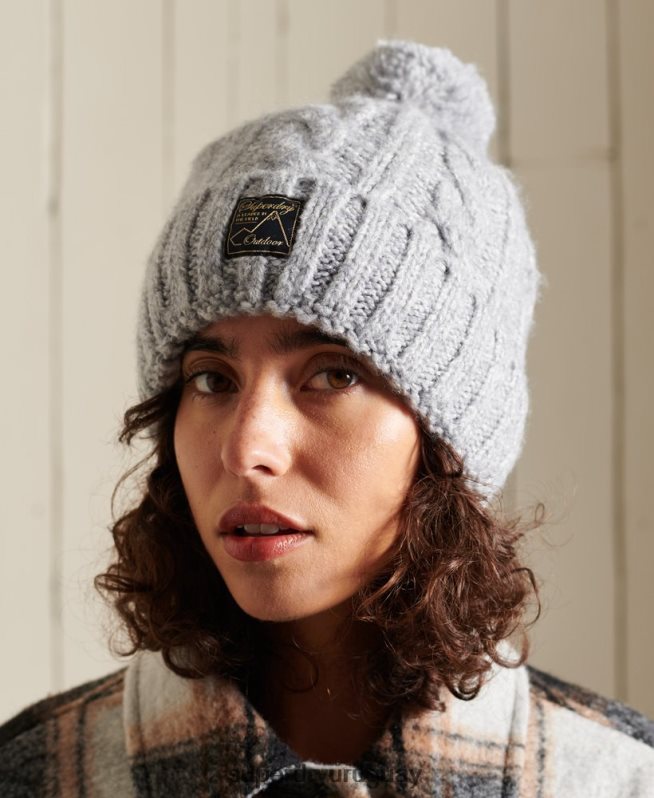 uy Superdry mujer gorro de ochos de tweed gris DT2N8Z4297 accesorios