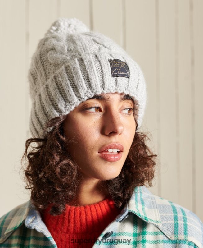 uy Superdry mujer gorro de ochos de tweed gris claro DT2N8Z4296 accesorios