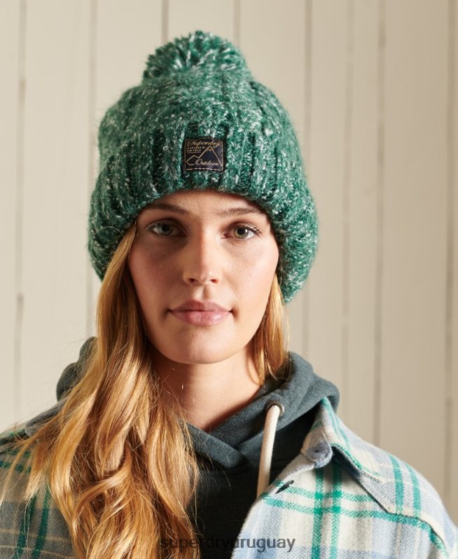 uy Superdry mujer gorro de ochos de tweed verde DT2N8Z4312 accesorios