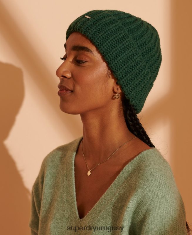 uy Superdry mujer gorro muy grueso verde DT2N8Z6672 accesorios