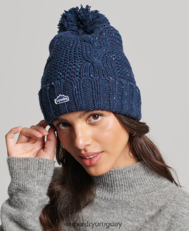 uy Superdry mujer gorro tejido con pompón Armada DT2N8Z4257 accesorios