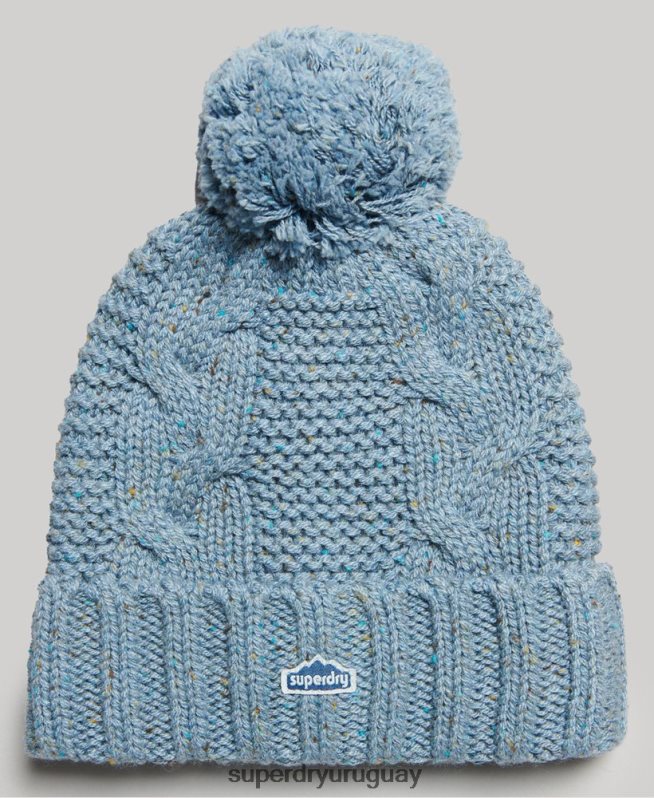 uy Superdry mujer gorro tejido con pompón azul claro DT2N8Z4259 accesorios