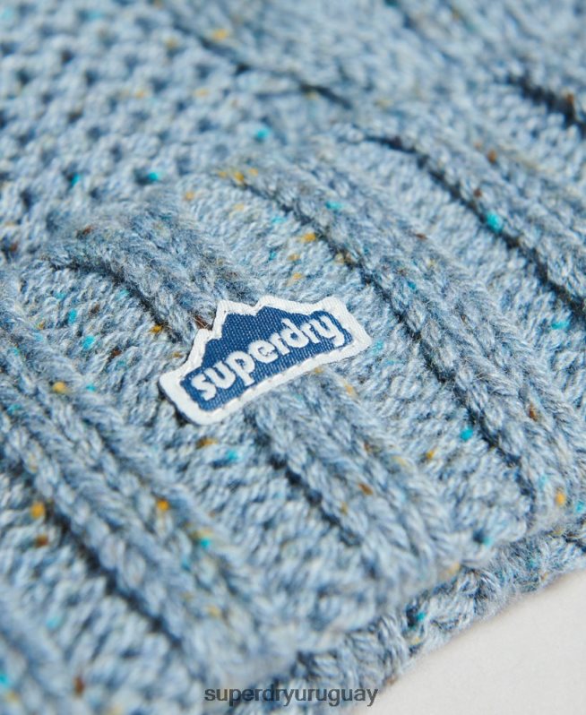uy Superdry mujer gorro tejido con pompón azul claro DT2N8Z4259 accesorios
