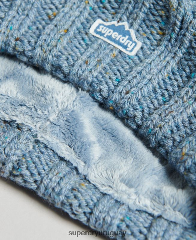 uy Superdry mujer gorro tejido con pompón azul claro DT2N8Z4259 accesorios