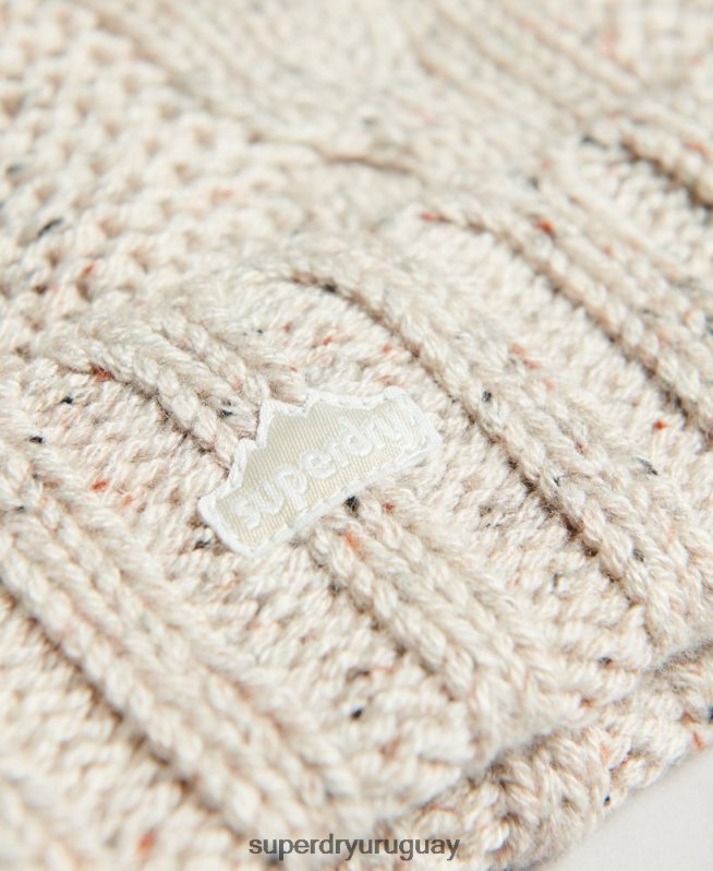 uy Superdry mujer gorro tejido con pompón beige DT2N8Z4261 accesorios
