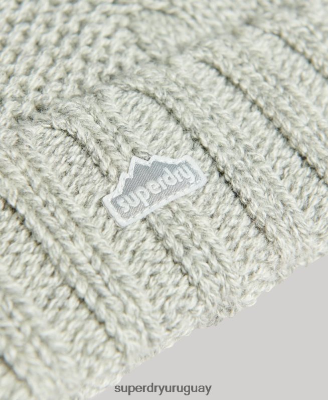 uy Superdry mujer gorro tejido con pompón gris claro DT2N8Z4256 accesorios