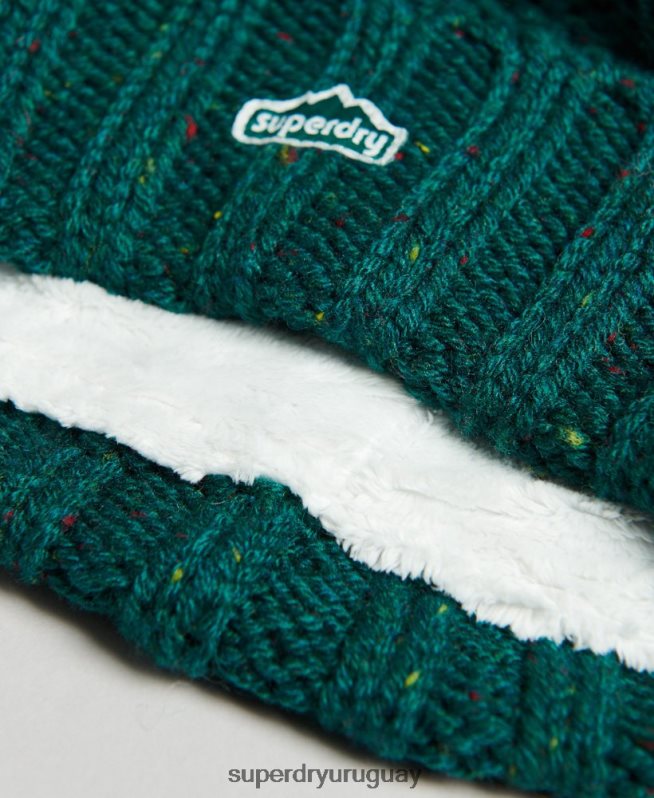 uy Superdry mujer gorro tejido con pompón verde DT2N8Z4260 accesorios