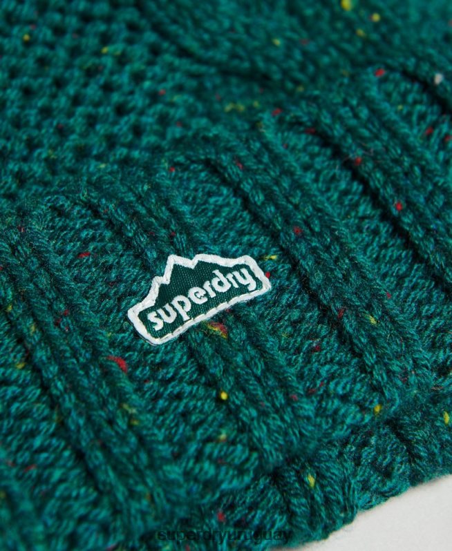 uy Superdry mujer gorro tejido con pompón verde DT2N8Z4260 accesorios