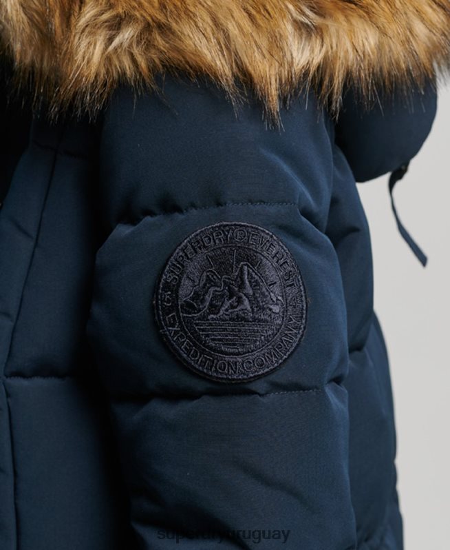 uy Superdry mujer abrigo Everest largo de piel sintética Armada DT2N8Z3764 ropa
