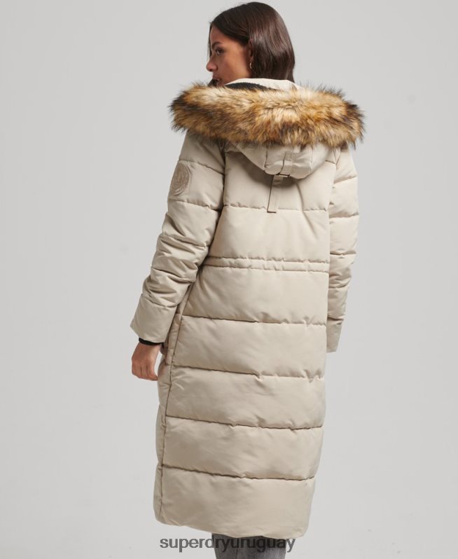 uy Superdry mujer abrigo Everest largo de piel sintética crema DT2N8Z3601 ropa
