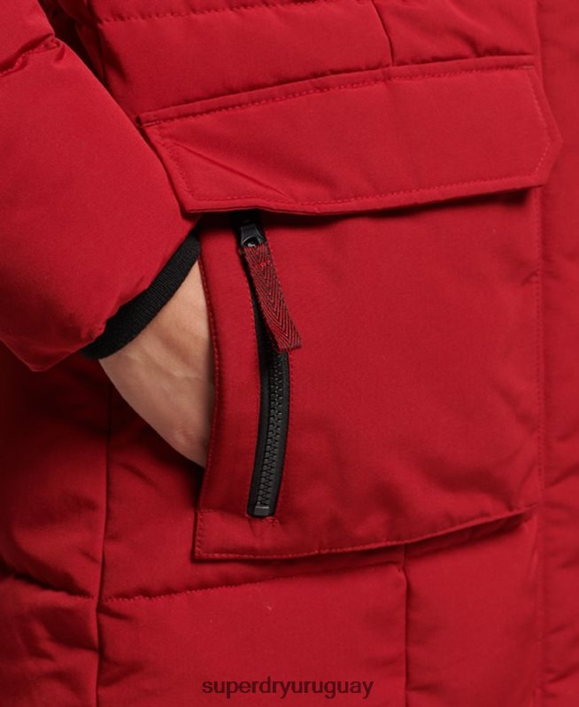 uy Superdry mujer abrigo Everest largo de piel sintética rojo DT2N8Z3682 ropa