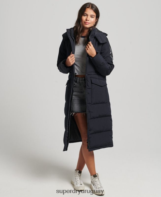 uy Superdry mujer abrigo acolchado Everest gris oscuro DT2N8Z3588 ropa