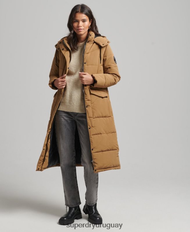 uy Superdry mujer abrigo acolchado Everest marrón DT2N8Z3674 ropa