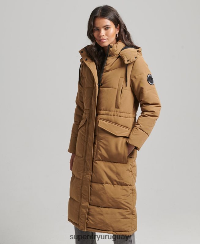 uy Superdry mujer abrigo acolchado Everest marrón DT2N8Z3674 ropa