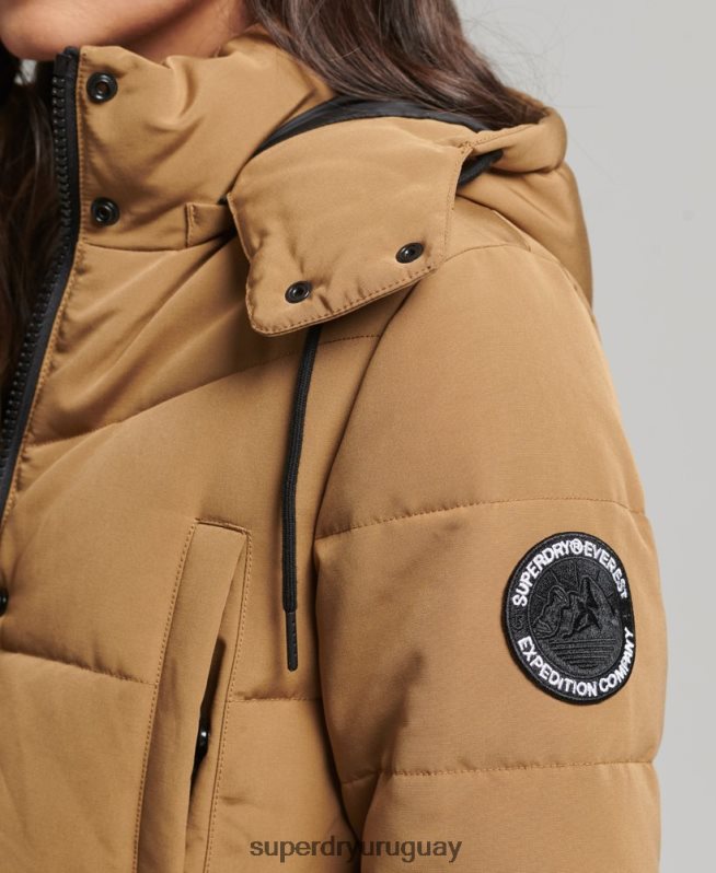 uy Superdry mujer abrigo acolchado Everest marrón DT2N8Z3674 ropa
