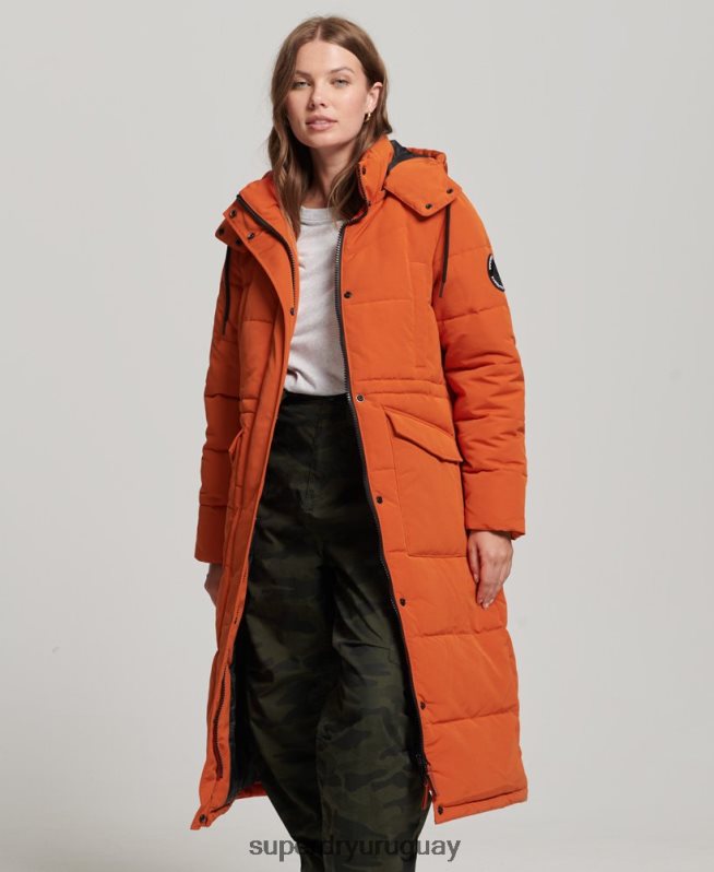 uy Superdry mujer abrigo acolchado Everest naranja DT2N8Z3673 ropa