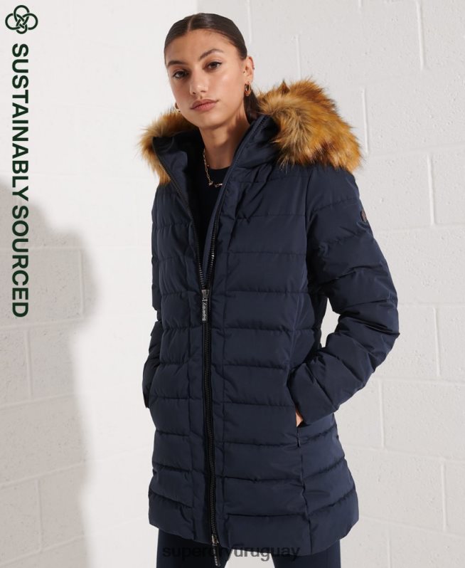 uy Superdry mujer abrigo acolchado alto ártico Armada DT2N8Z3646 ropa