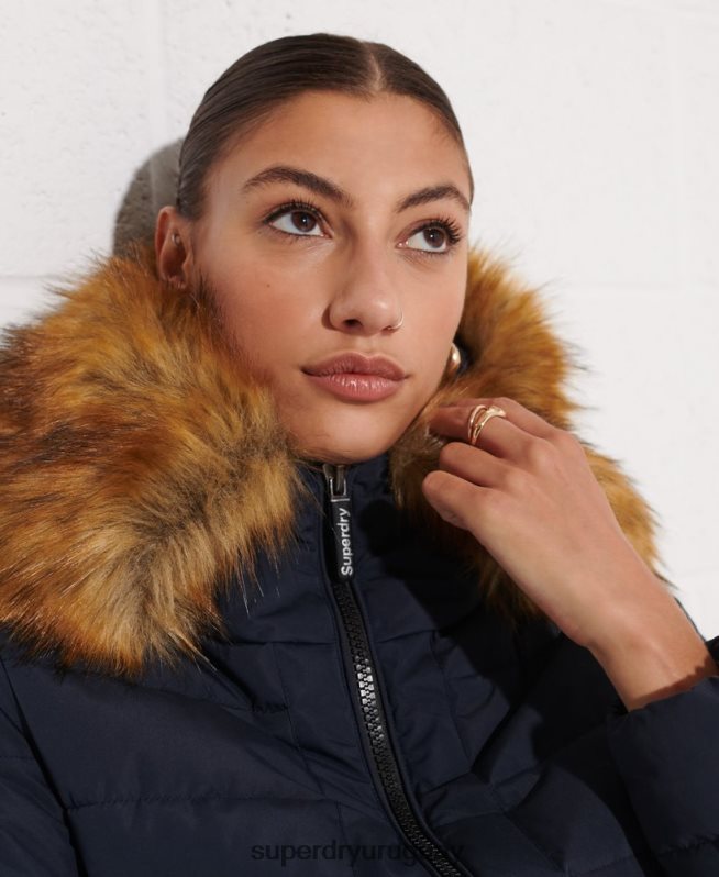 uy Superdry mujer abrigo acolchado alto ártico Armada DT2N8Z3646 ropa