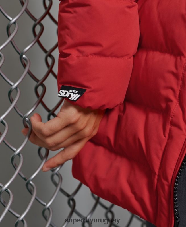uy Superdry mujer abrigo acolchado alto ártico rojo DT2N8Z5714 ropa