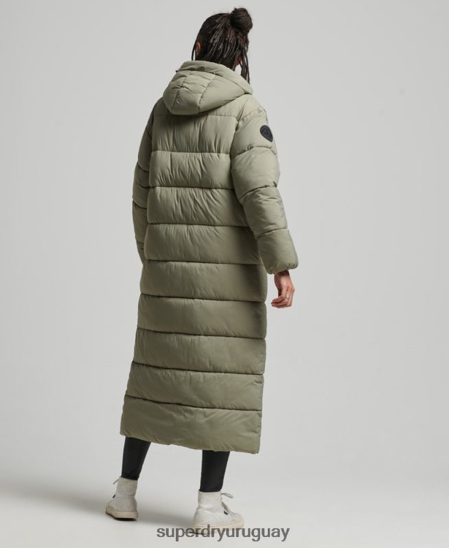 uy Superdry mujer abrigo acolchado capullo con palangre caqui DT2N8Z5451 ropa