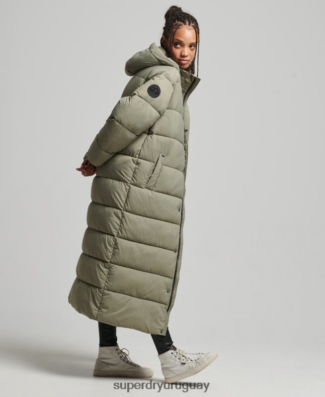 uy Superdry mujer abrigo acolchado capullo con palangre caqui DT2N8Z5451 ropa