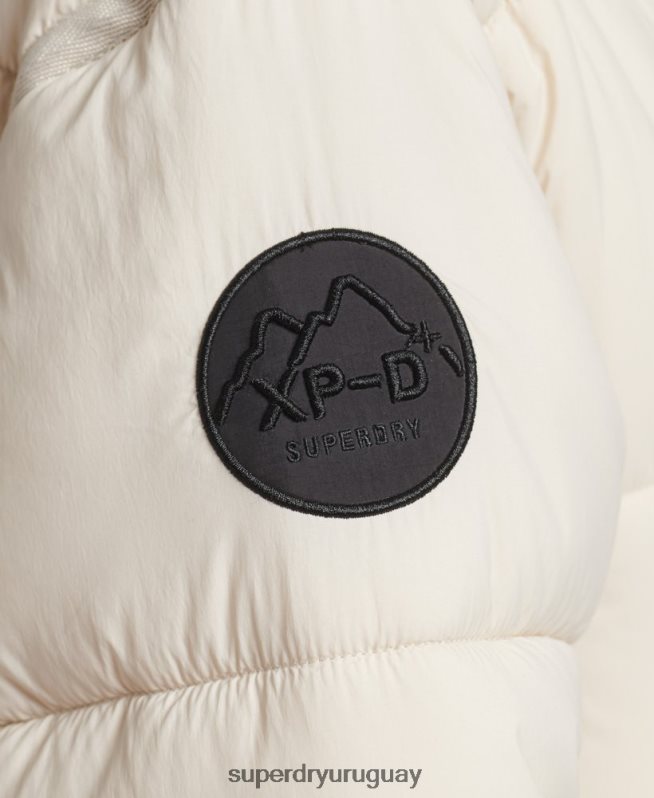 uy Superdry mujer abrigo acolchado capullo con palangre crema DT2N8Z5470 ropa