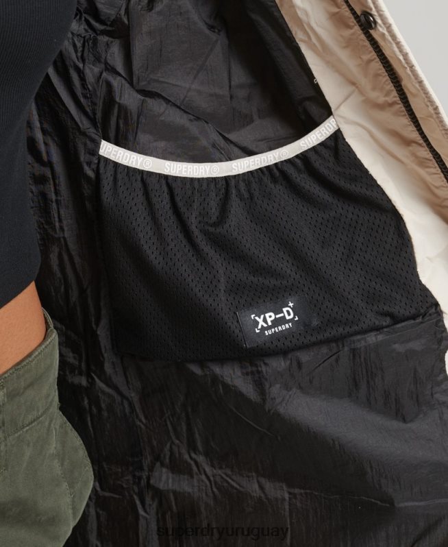 uy Superdry mujer abrigo acolchado capullo con palangre crema DT2N8Z5470 ropa