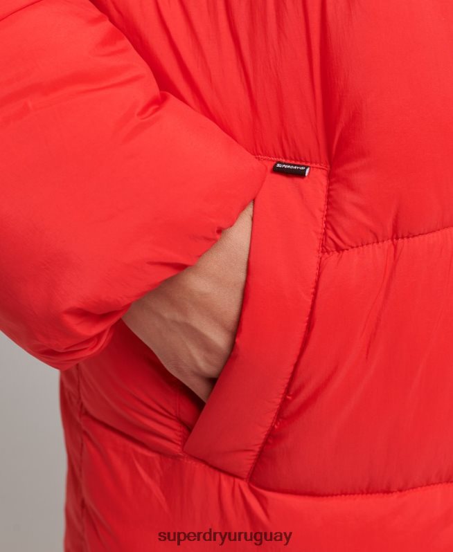 uy Superdry mujer abrigo acolchado capullo con palangre rojo DT2N8Z5501 ropa